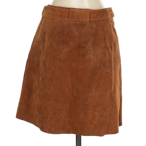 Zara 100% Suede Buckle Skirt Size S - Picture 2 of 5